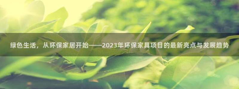 杏宇平台已7O777：绿色生活，从环保家居开始——2023年